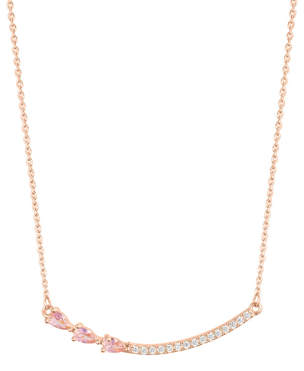 ADORNIA Adjustable Crystal Curved Bar Pink Cultivated Pearl Necklace