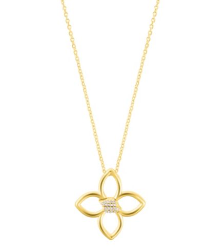 Подвеска ожерелье ADORNIA Adjustable Cubic Zirconia Outline Clover