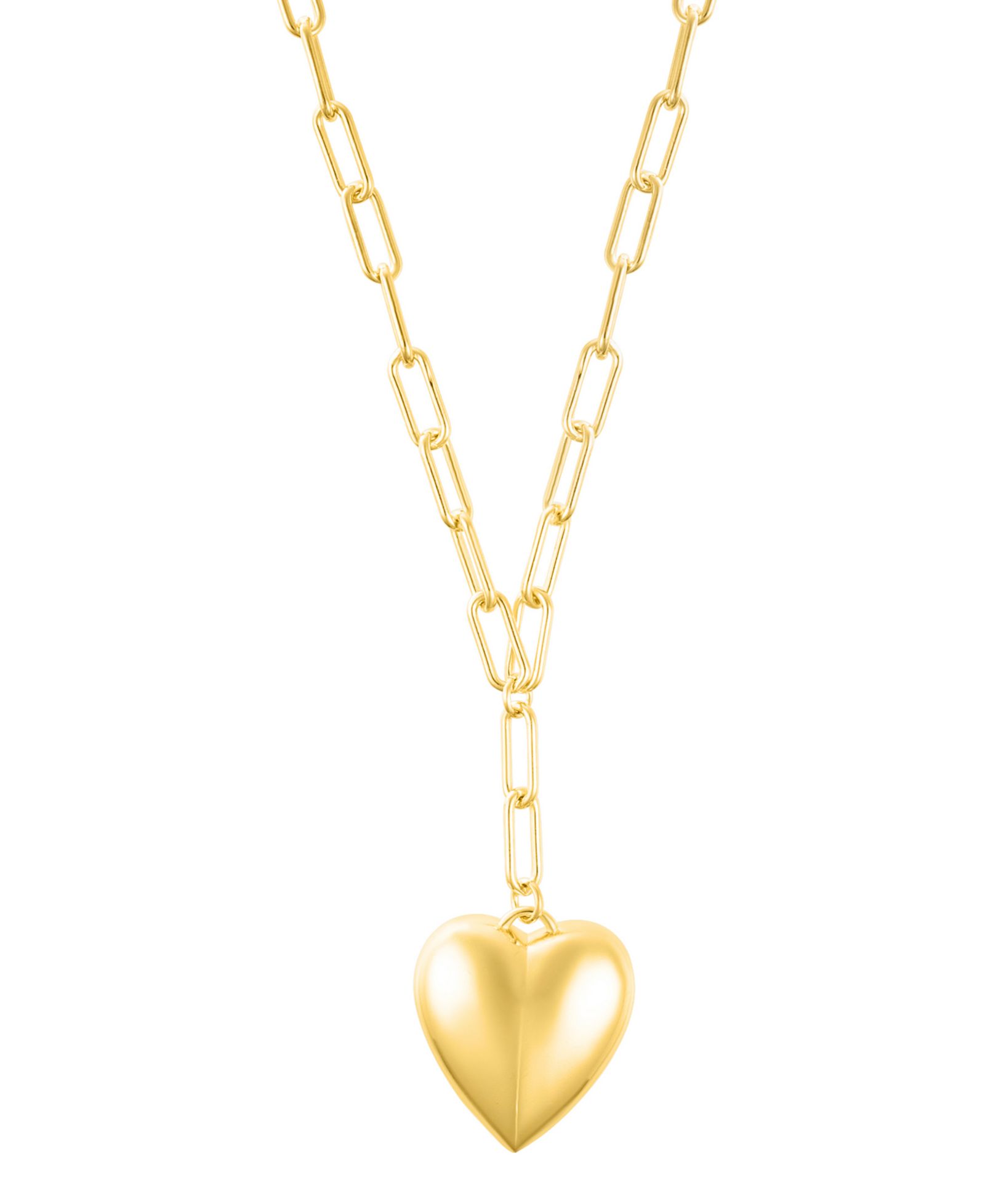 ADORNIA Gold Adjustable Oversized Puffy Heart Paper Clip Chain Necklace