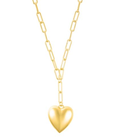 ADORNIA Gold Adjustable Oversized Puffy Heart Paper Clip Chain Necklace