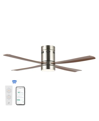 JONATHAN Y Theo 52" 1-Light Contemporary Minimalist Iron/Acrylic Mobile-App/Remote-Controlled 6-Speed Integrated LED Ceiling Fan