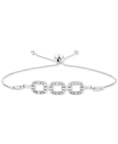 Браслет Bolo Diamond Oval Triple Link в Sterling Silver (1/6 ct. t.w.)