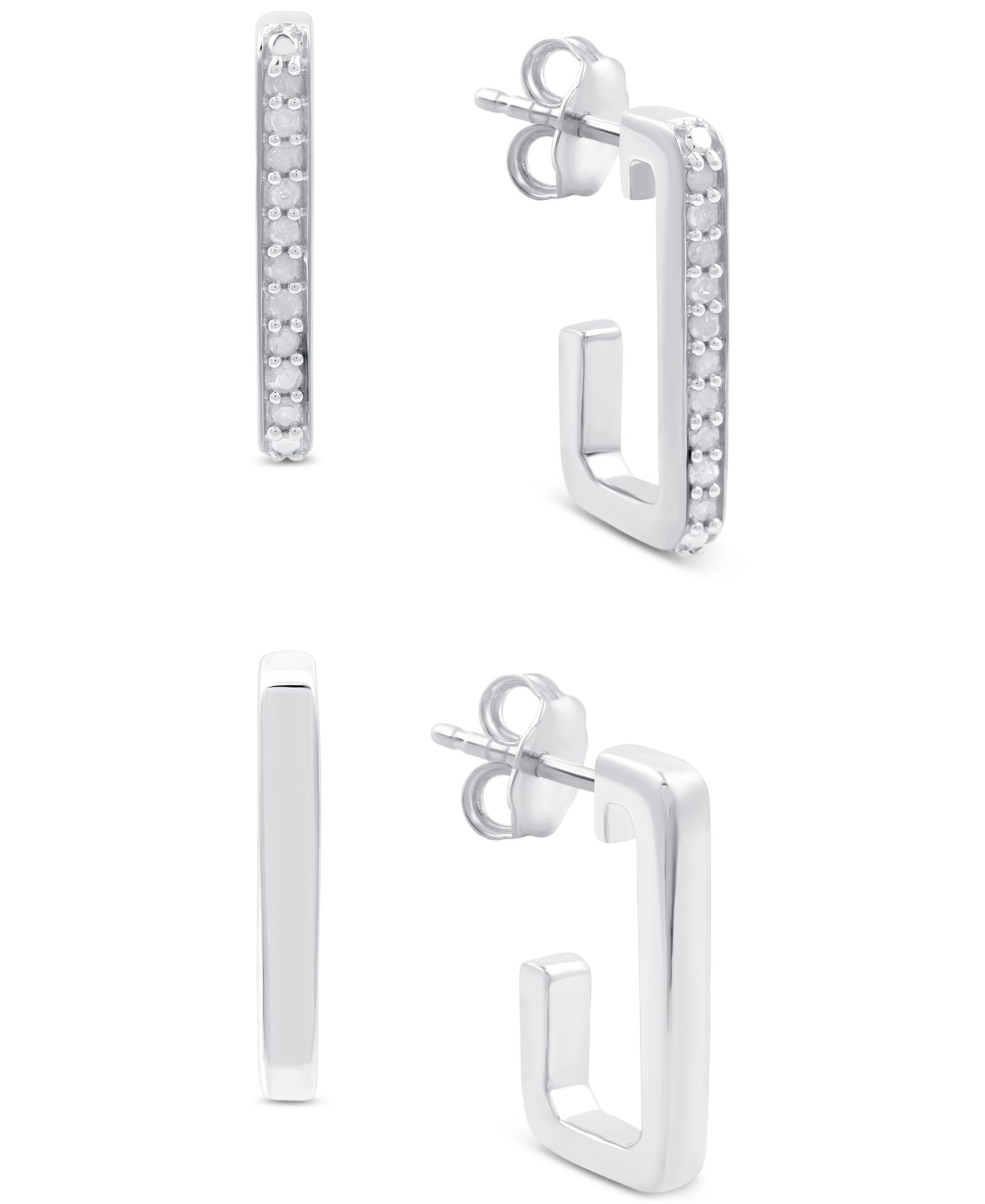 Серьги-кольца Diamond Square Small Hoop 2-Pc. Set в Sterling Silver