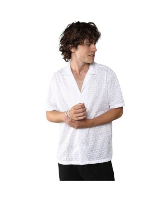 Men's Chalk White Embroidered Circular Shirt