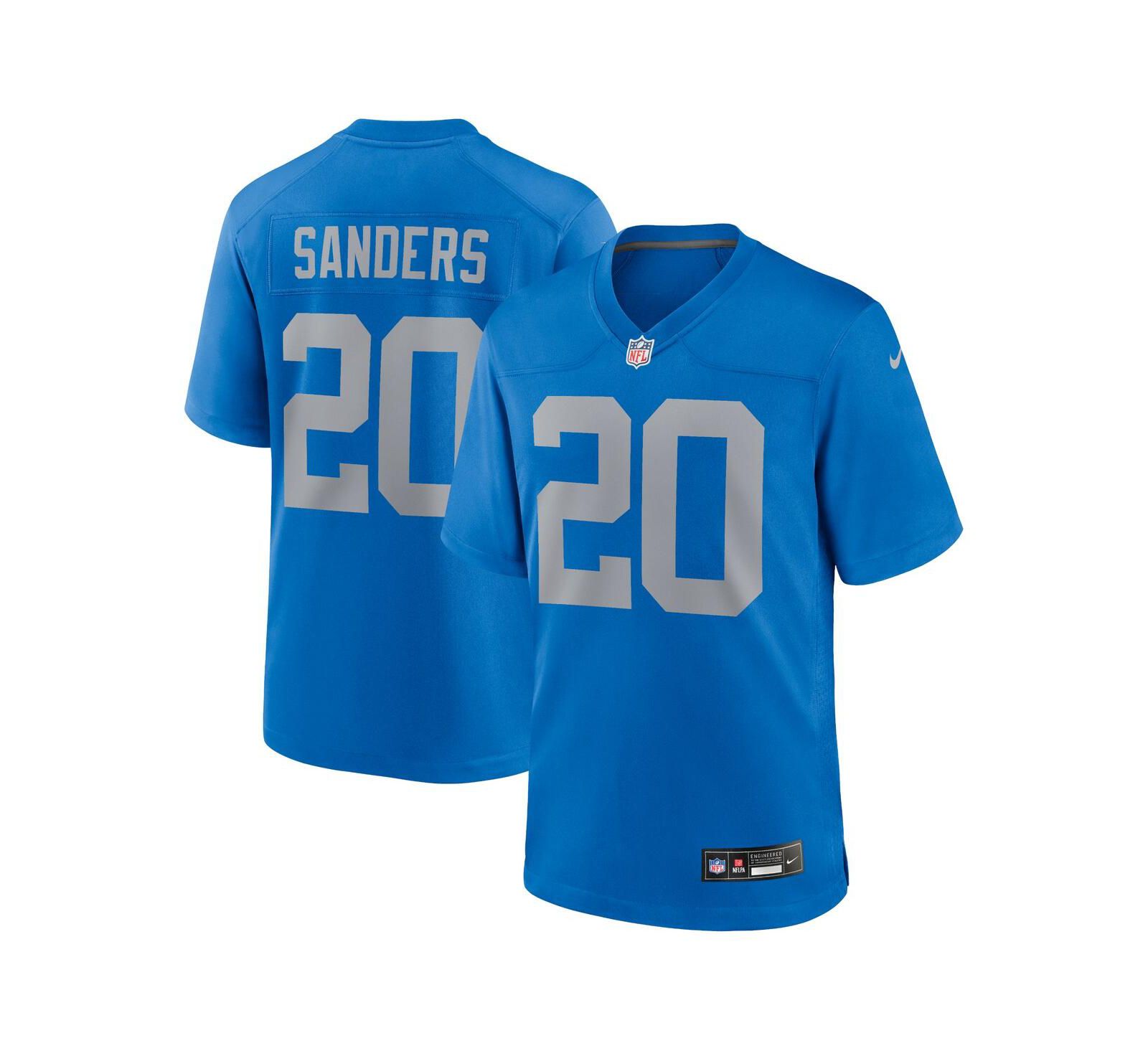 Мужская джерси Nike Barry Sanders Blue Detroit Lions Alternate Game
