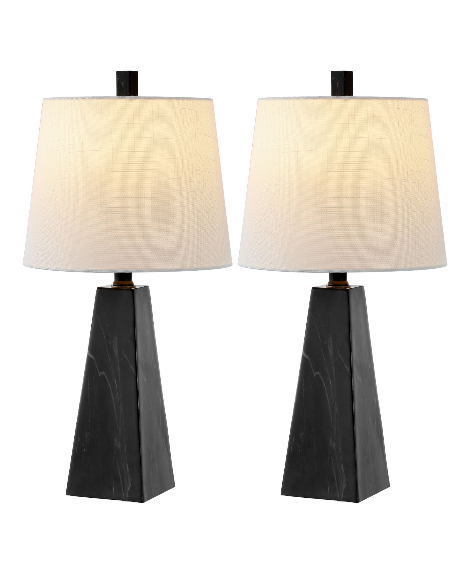 Owen 20.5" Contemporary Resin LED Table Lamp, White Marble Finish (Set of 2)