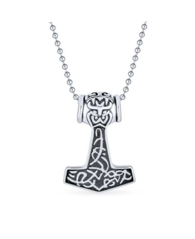 Подвеска-кулон Bling Jewelry Protection Amulet Ancient Celtic Knot Viking Norse Thors Hammer из оксидированной нержавеющей стали с бусинами на цепочке