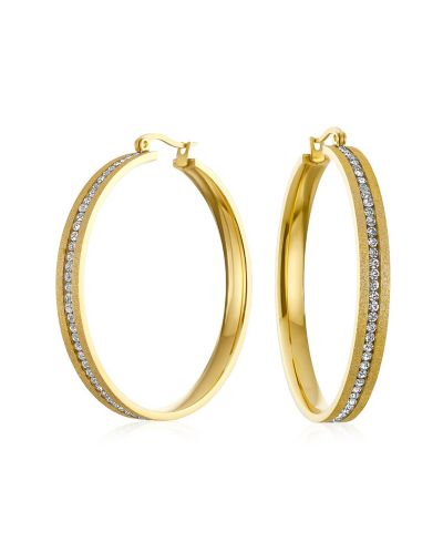 Bling Jewelry серьги-кольца с CZ и стразами, серебристый цвет, нержавеющая сталь