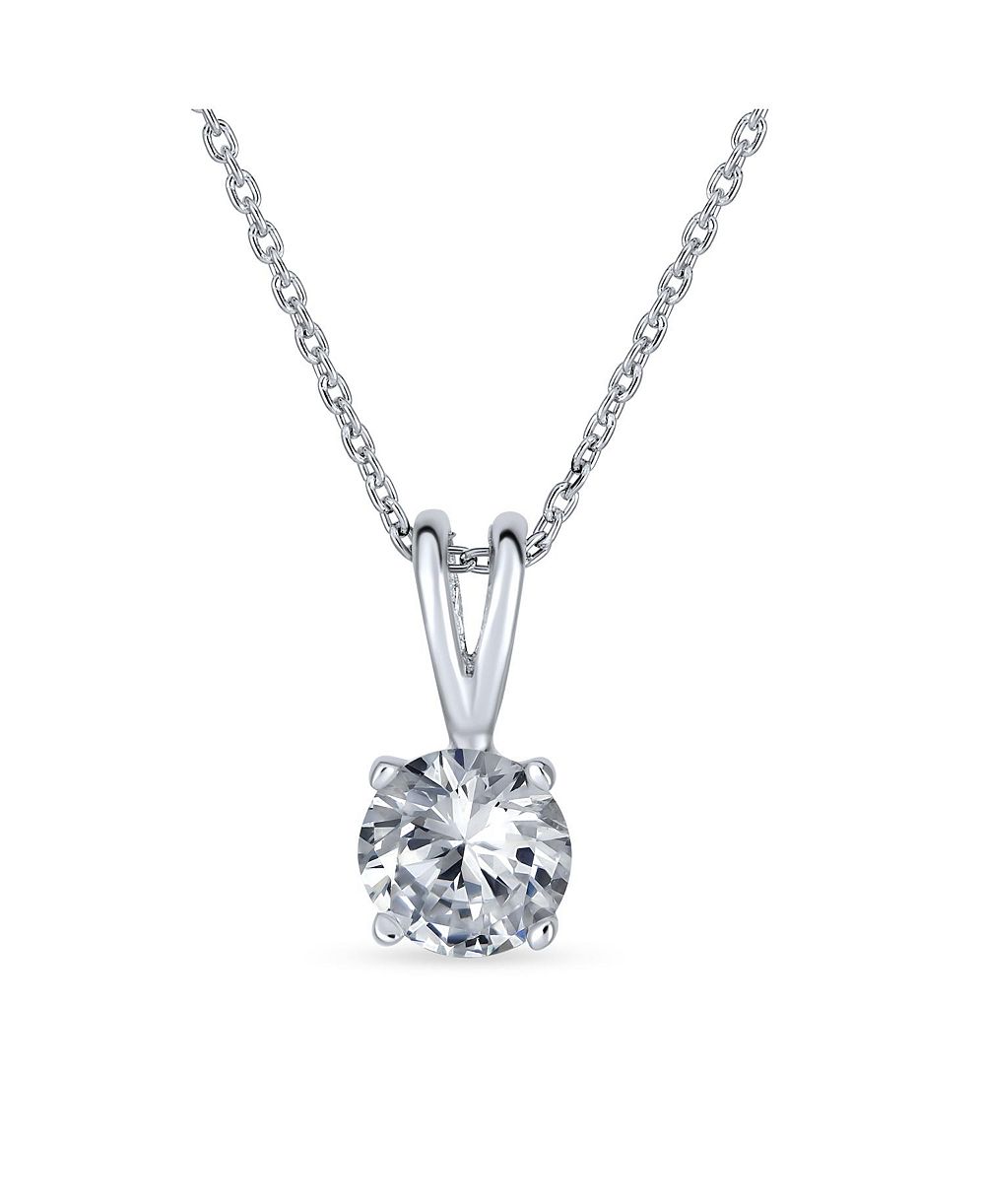 Женское ожерелье Bling Jewelry с кулоном-солитером 1,5 карата, фианиты, стерлинговое серебро