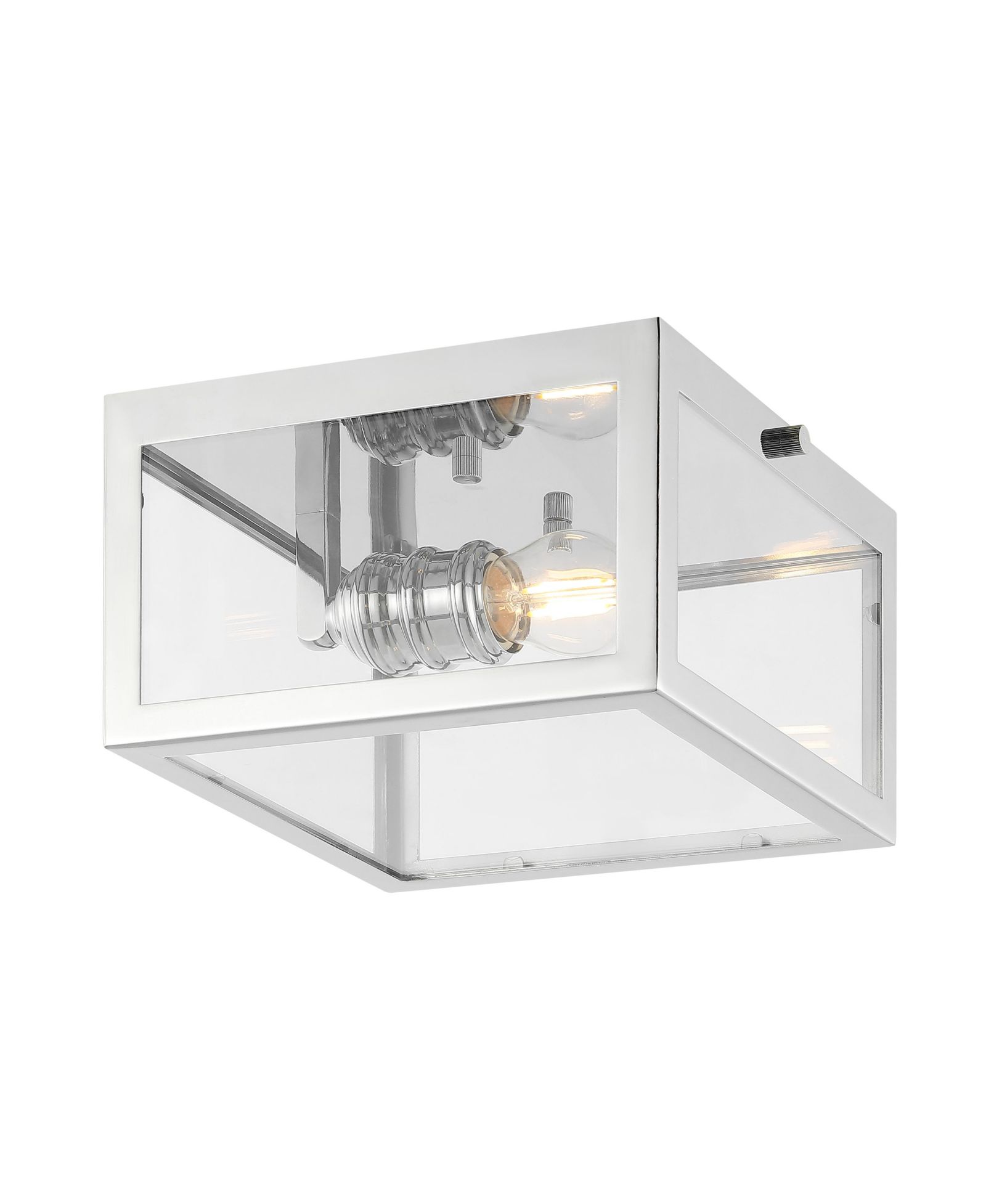 JONATHAN Y Eleanor 8" 1-Light Farmhouse Industrial Square Iron/Glass Case LED Flush Mount