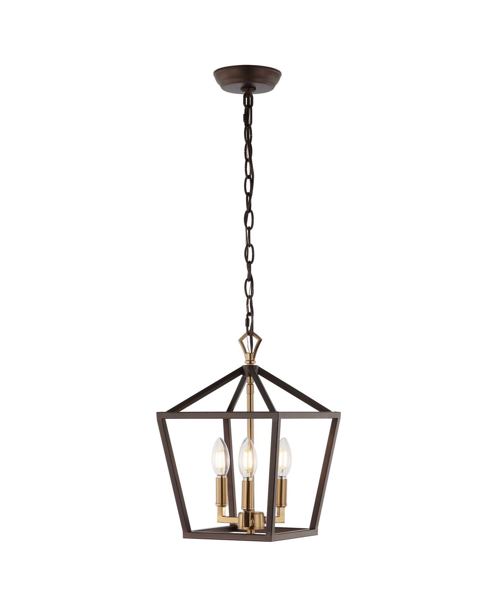 Подвесной светильник Ojai 10" 3-Light Iron Classic Modern LED, Oil Rubbed Bronze/Brass Gold Jonathan Y