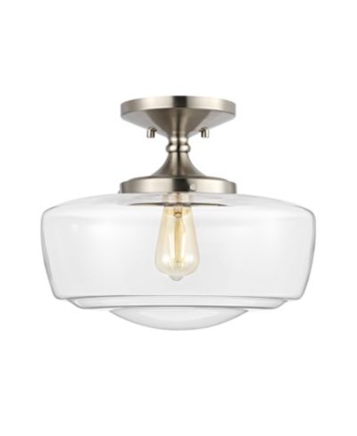 Jonathan Y Marfa 1-Light Modern Farmhouse Schoolhouse Frosted Glass/Metal LED Semi Flush Mount
