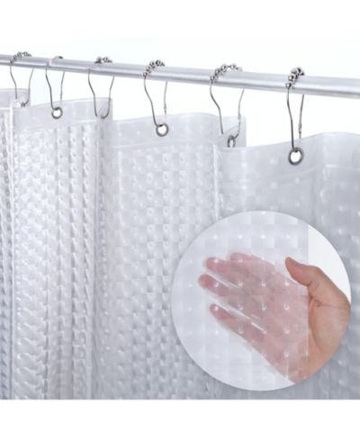 72" W x 72" H 3D Clear Pebble 8G Heavy Duty PEVA Shower Curtain