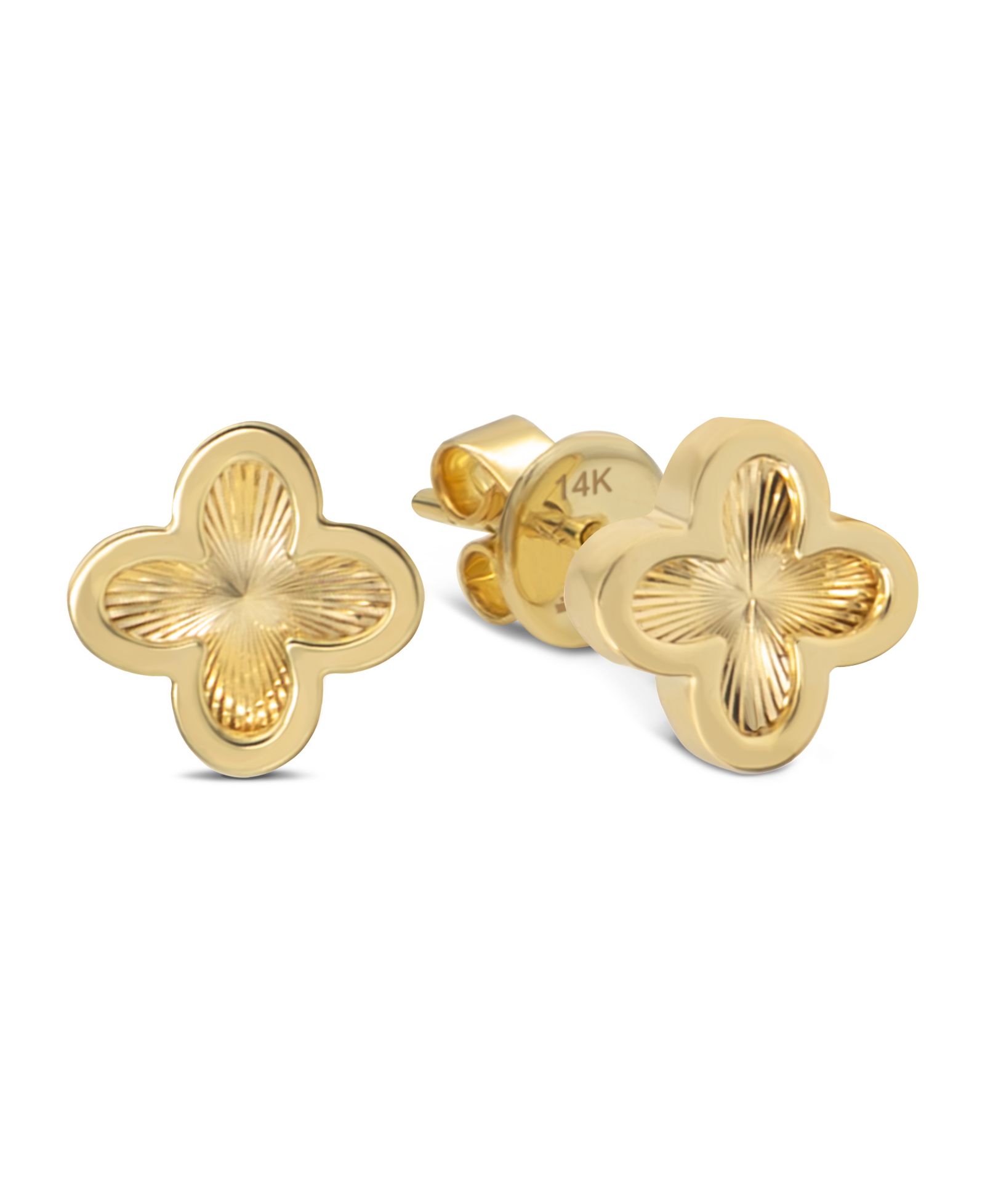 DEVATA Clover Stud Earrings in 14K Gold