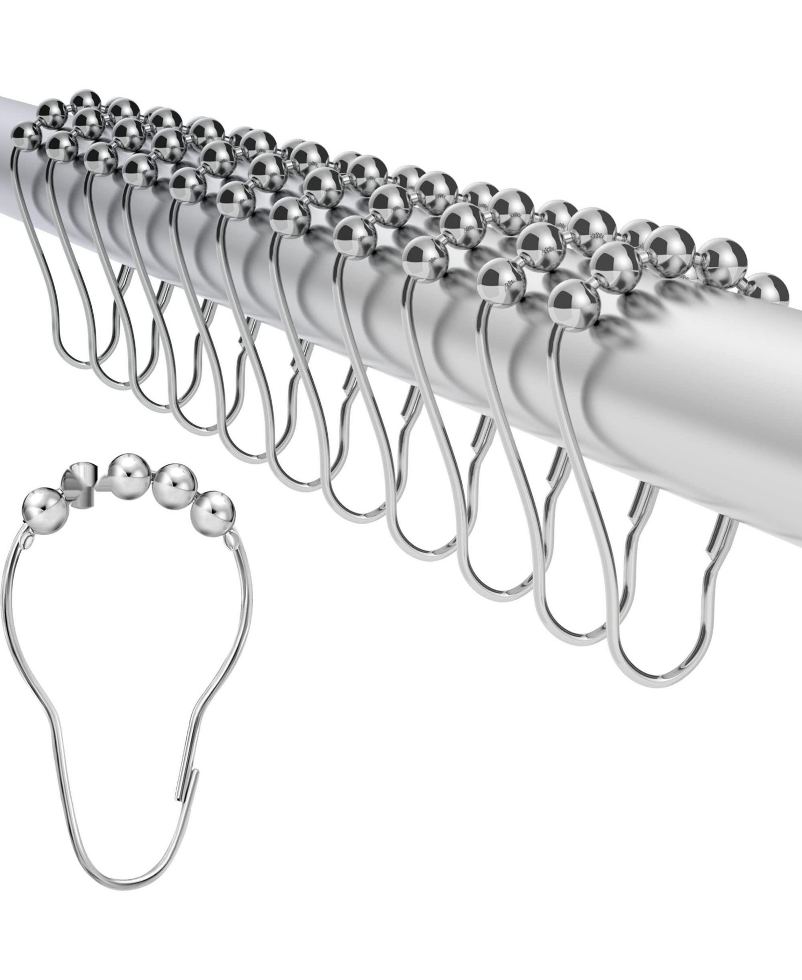 LiBa Shower Curtain Rings - Set of 12, Rustproof Stainless Steel