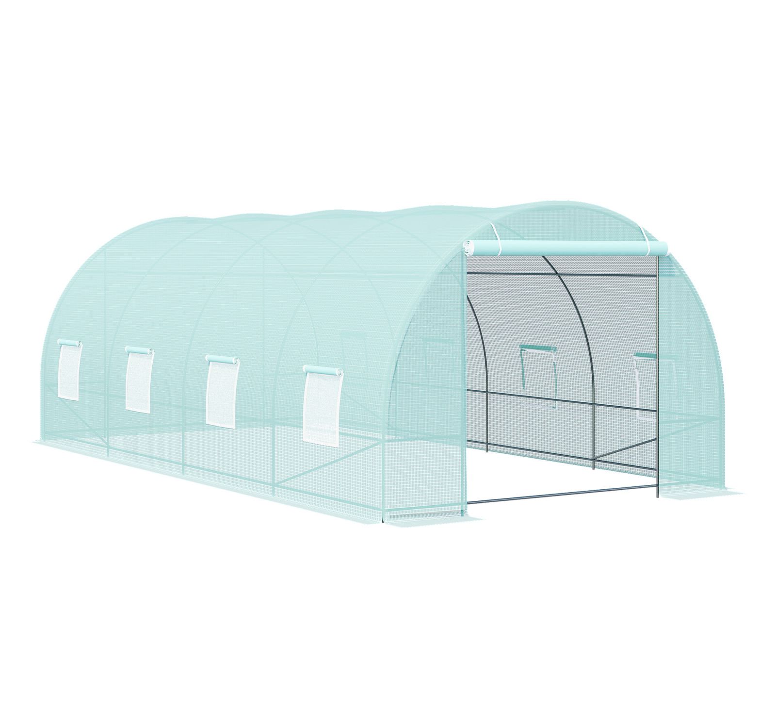 20' Walk-In Tunnel Greenhouse with 8 Windows & Steel Frame