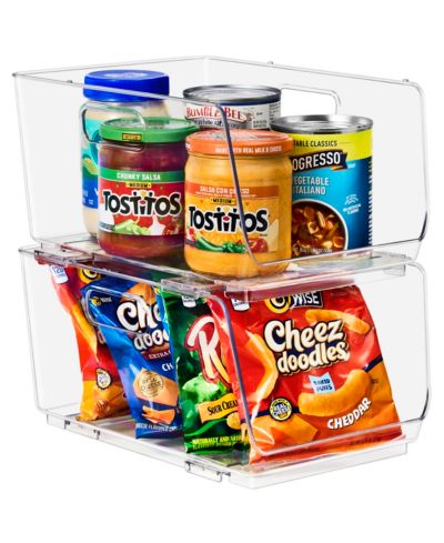 Набор из 2 прозрачных контейнеров для хранения Sorbus 2 Pack Medium Clear Open Front Stackable Storage Bins - for Kitchen Pantry, Fridge, Home Storage, Organization and More