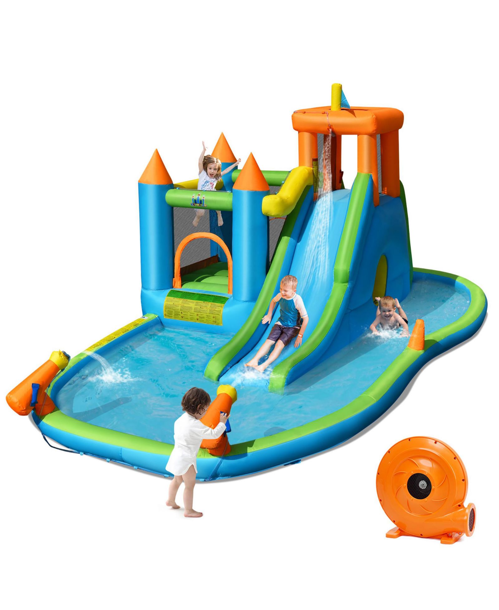 Надувной водный горка Bountech Inflatable Water Slide Kids Bounce House Splash Pool