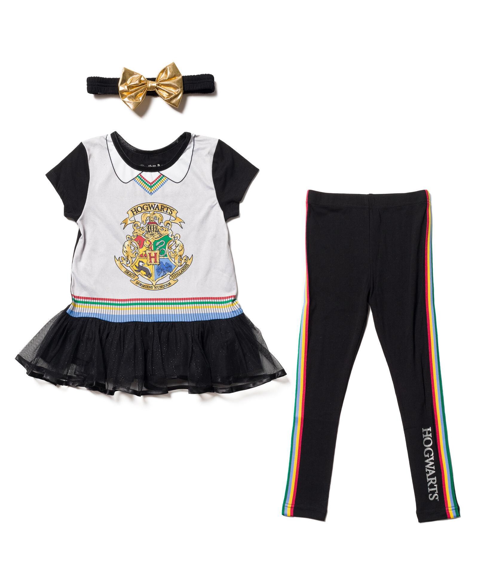 Harry Potter Girls Cosplay T-Shirt Dress Leggings and Headband 3 Piece Outfit Set