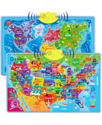 Usa world maps puzzle wall chart