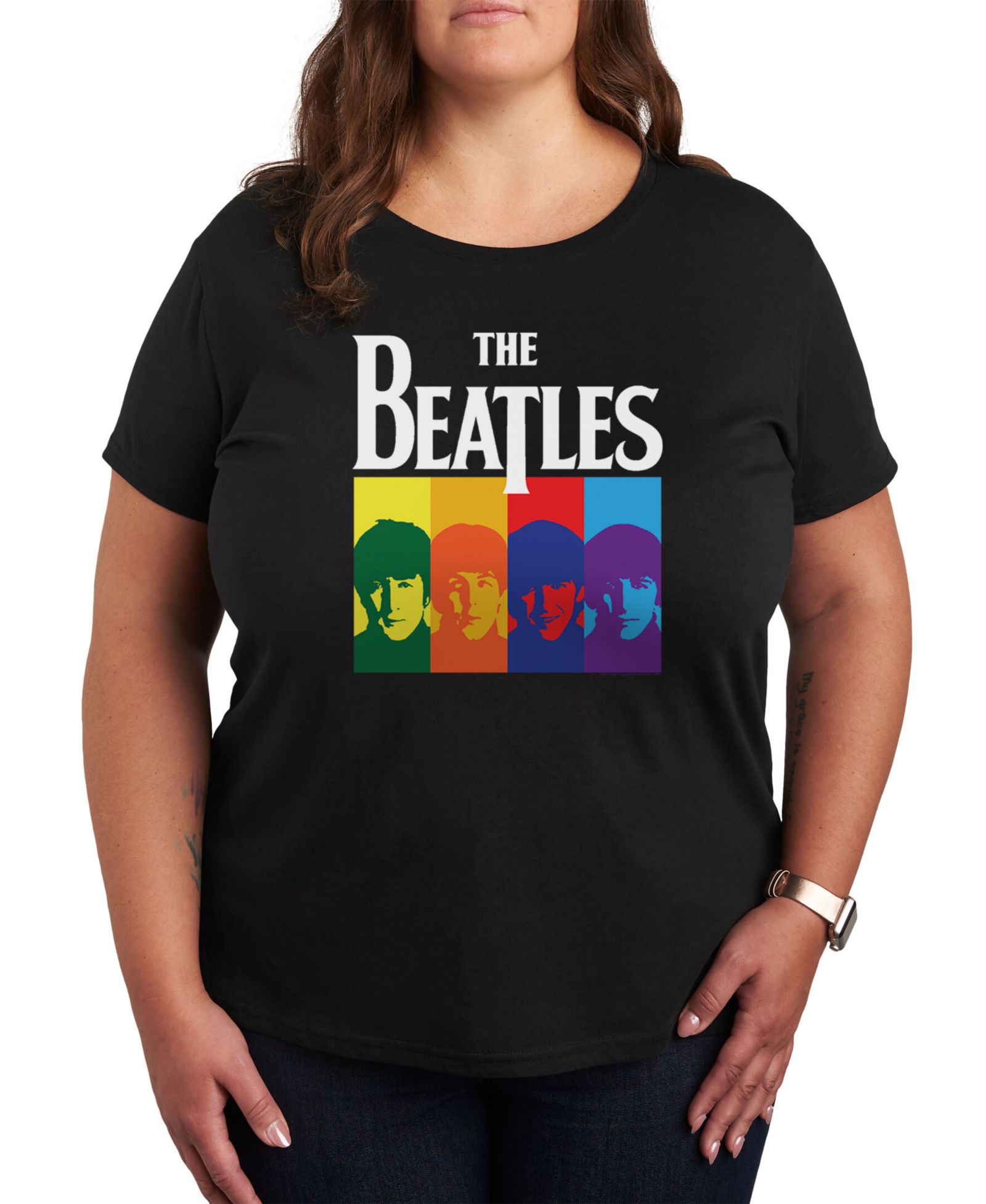 Hybrid Apparel Trendy Plus Size the Beatles Logo Graphic T-shirt