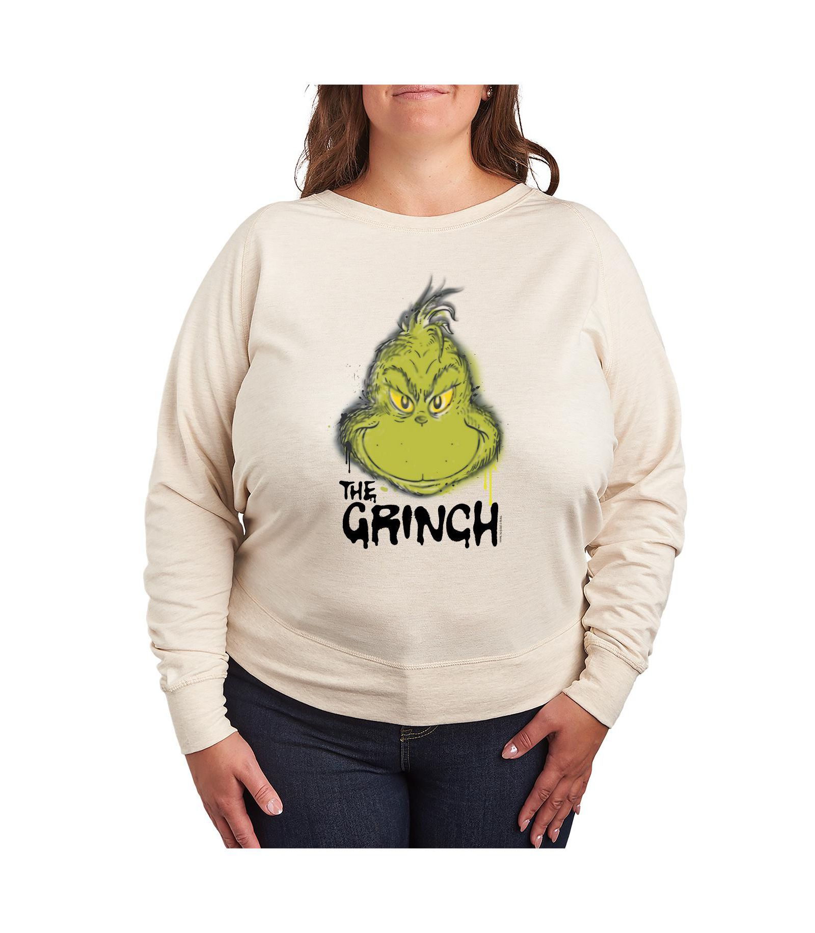 Hybrid Apparel Plus Size Grinch Face Graphic Pullover T-shirt