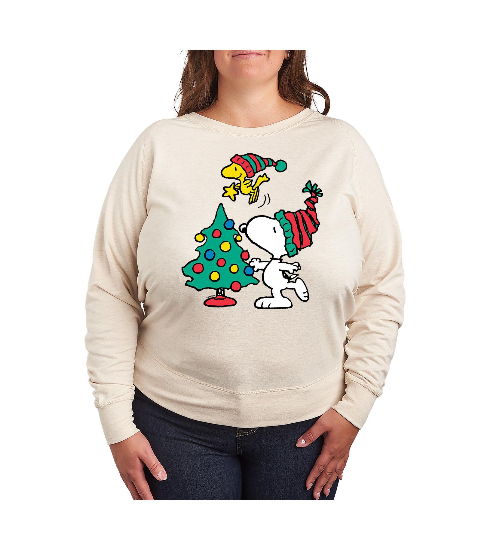 Hybrid Apparel Plus Size Peanuts Holidays Graphic Pullover T-shirt