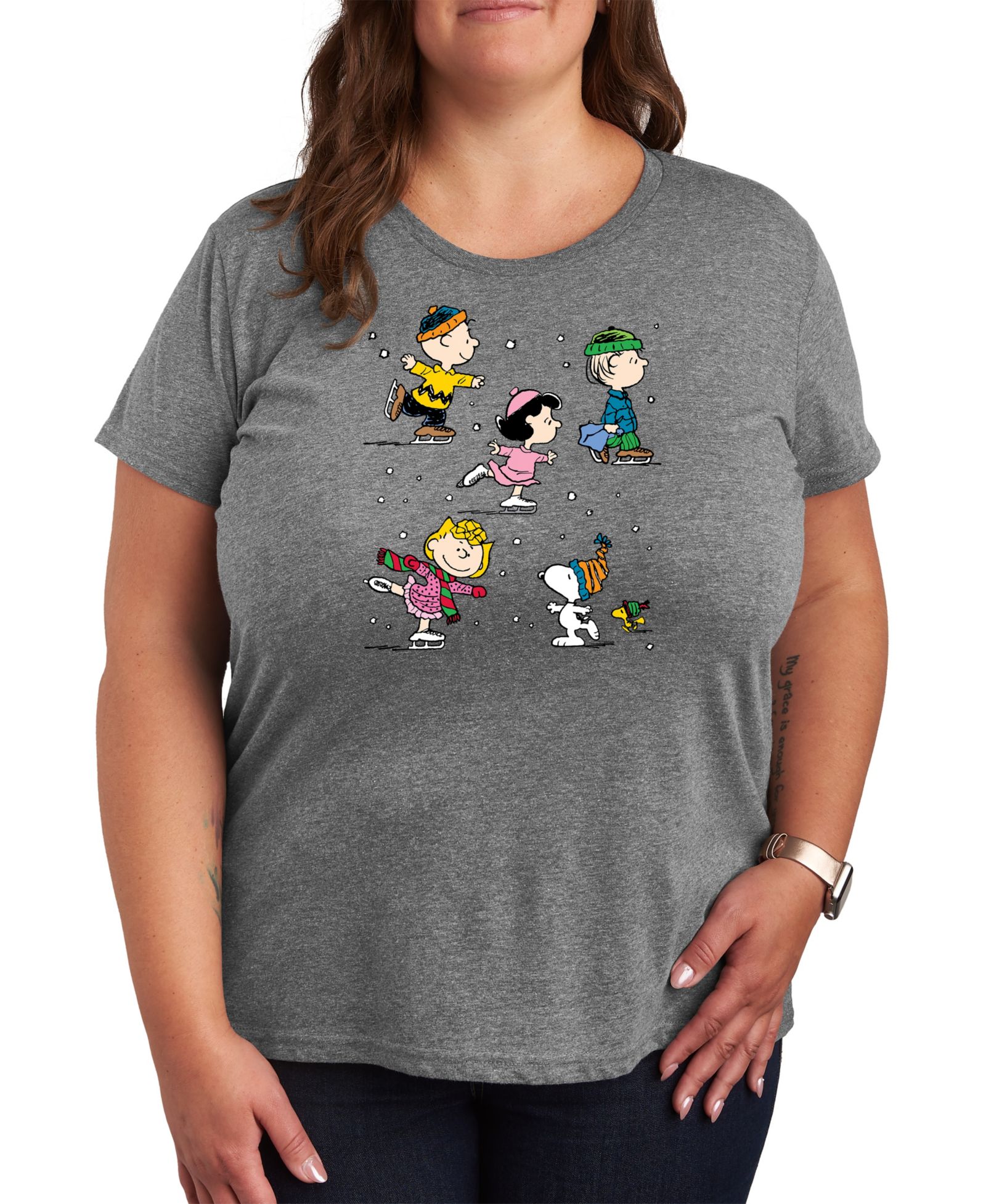 Hybrid Apparel Plus Size Peanuts Skating Graphic T-shirt