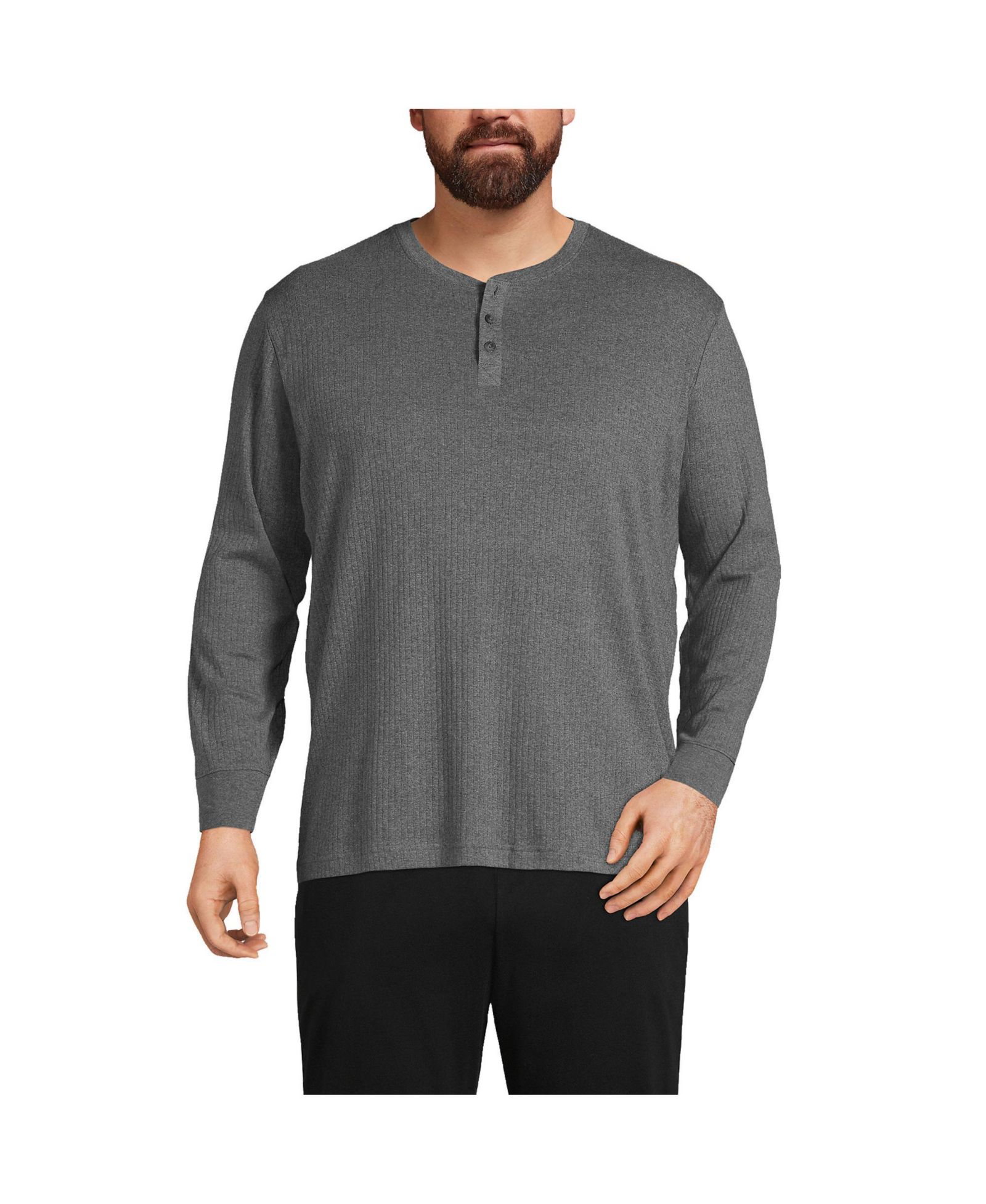 Lands' End Big & Tall Knit Rib Pajama Henley