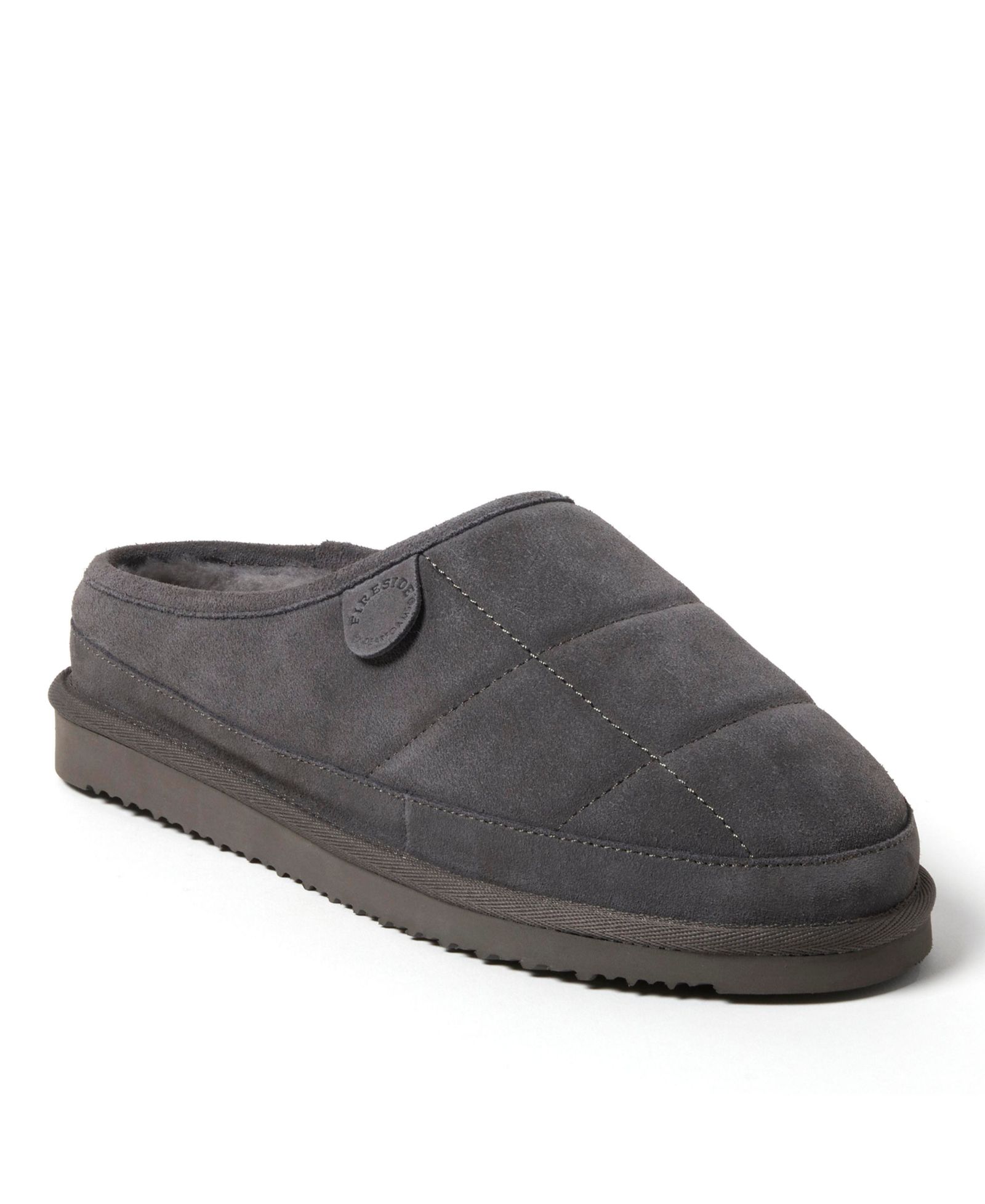 Dearfoams Men's Fireside by Grafton Quilted Genuine Shearling Clog Slipper