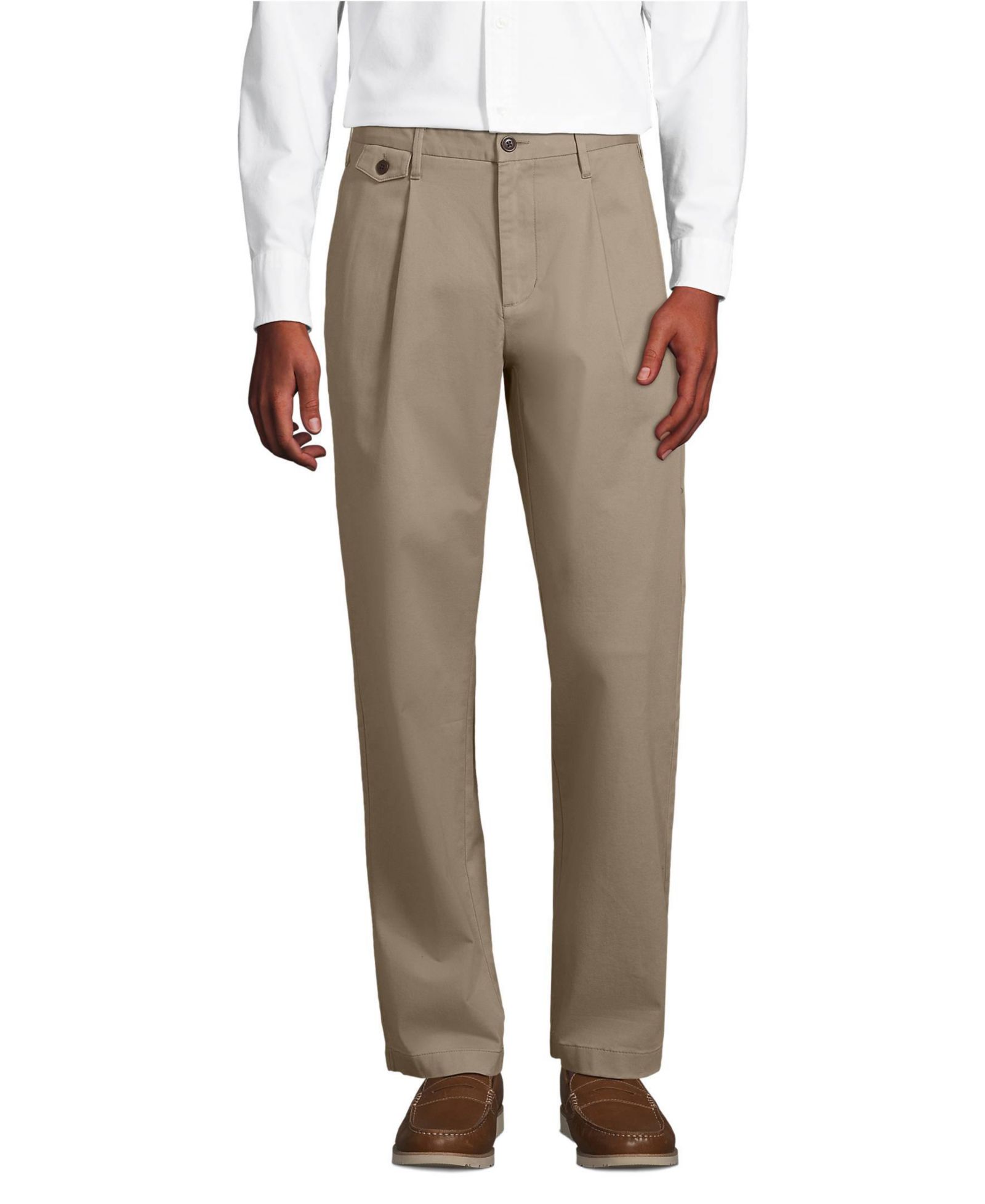 Lands' End Men's Knockabout Comfort Waist Relaxed Fit Pleated Front Chino Pant