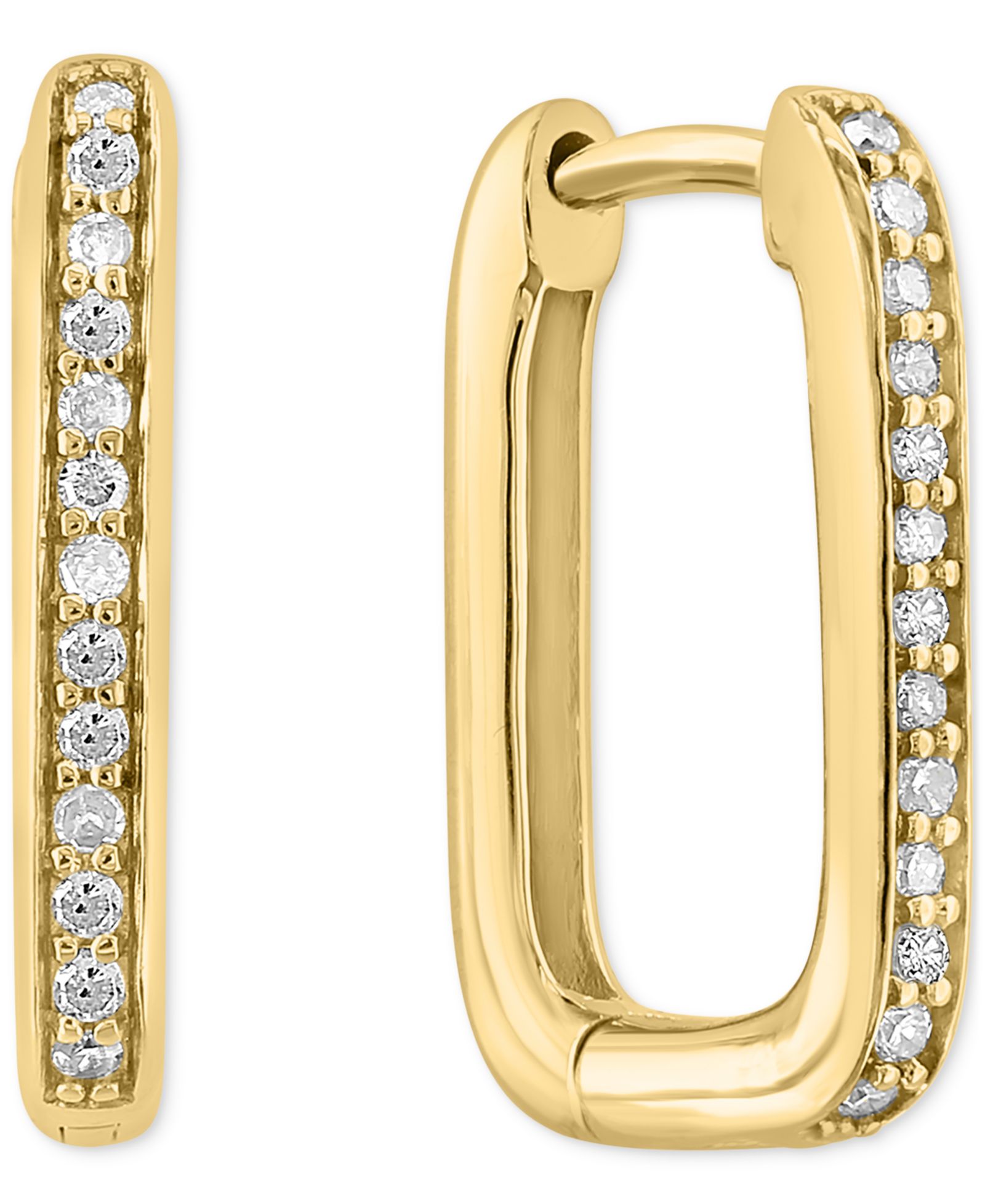 EFFY® Серьги-кольца Diamond Oval Hoop (1/6 ct. t.w.) Gold-Plated Sterling Silver