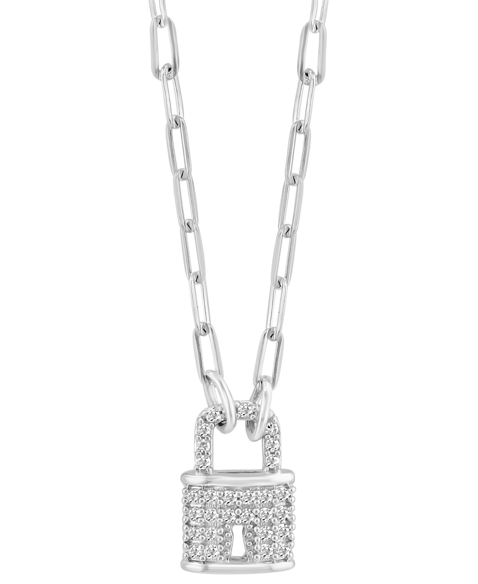 EFFY Collection Подвеска Diamond Padlock 18" из стерлингового серебра (1/6 ct. t.w.)
