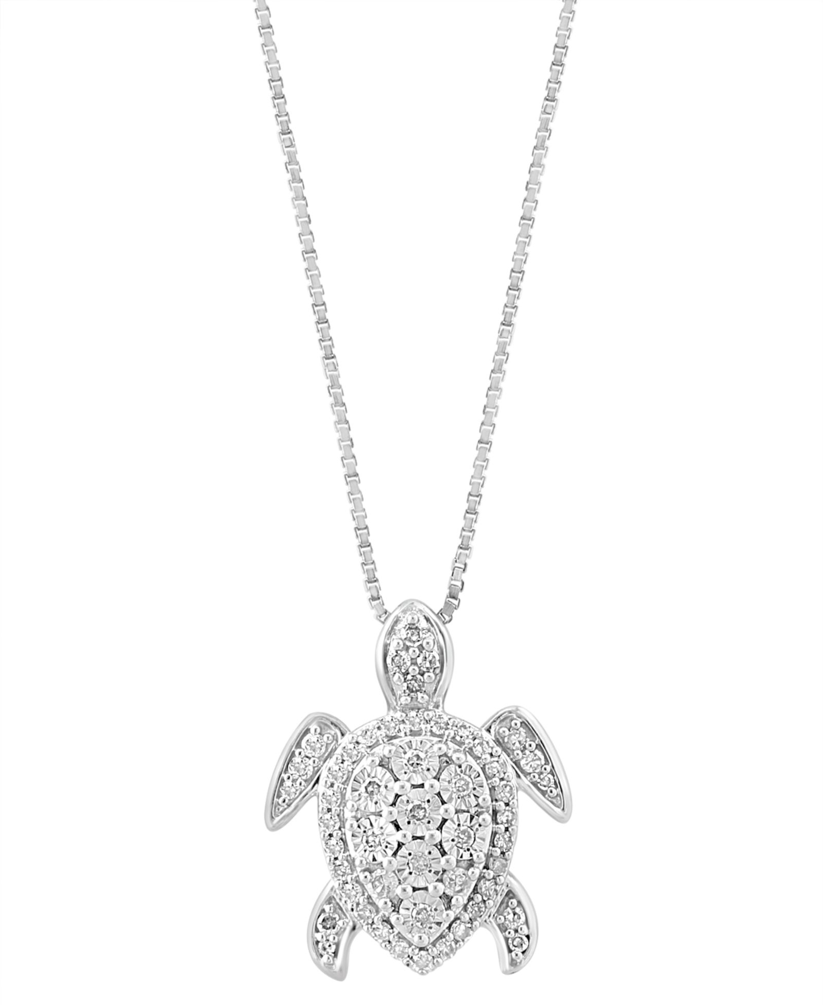 Подвеска EFFY® Diamond Sea Turtle 18" в стерлинговом серебре (1/4 ct. t.w.)