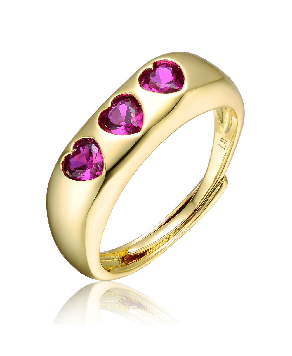 GiGiGirl Кольцо-ободок с тремя сердцами и CZ, покрытие 14K Gold