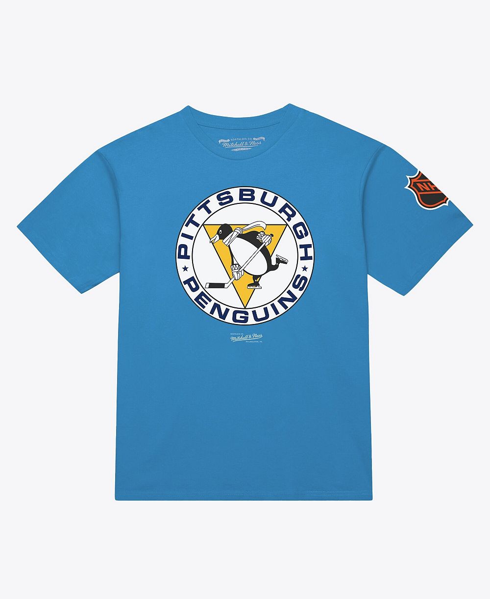 Mitchell & Ness Мужской Light Blue Pittsburgh Penguins Core Vintage Logo T-Shirt