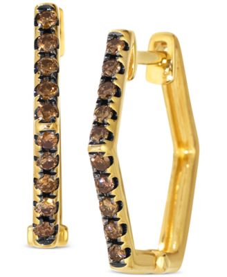 Le Vian Chocolatier® Chocolate Diamond Hexagon Small Hoop Earrings (1/5 ct. t.w.) in 14k Gold, 0.65"