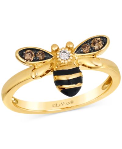 Le Vian® Chocolate Diamond & Nude Diamond Honeybee Ring (1/8 ct. t.w.) in 14k Gold