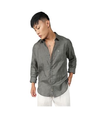 Cahoot Men's Campus Sutra Olive Green Embroidered One-Lined Shirt