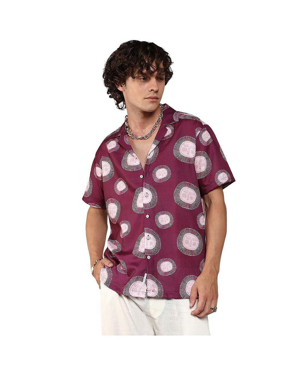 Мужская рубашка Campus Sutra Wine Red Relaxed Face