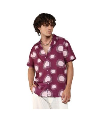 Campus Sutra Men's Wine Red Relaxed Face Shirt