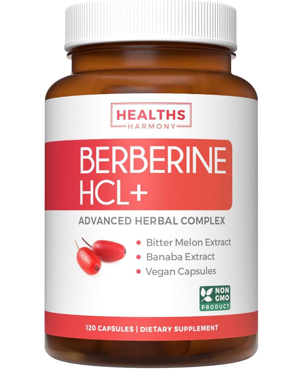 Добавка Healths Harmony Berberine HCL Plus, поддержка уровня сахара в крови и метаболизма, 120 шт