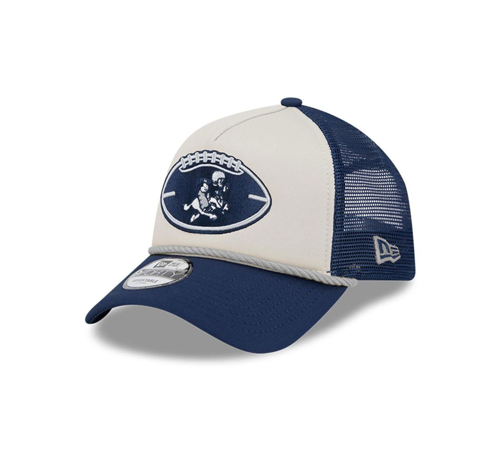 Мужская кепка New Era Dallas Cowboys 2024 Sideline Historic 9FORTY A-Frame Trucker регулируемая, Stone/Navy