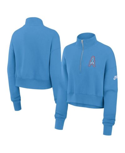 Свитшот Nike Women's Light Blue Tennessee Titans Oilers Throwback Rewind Phoenix Cropped Half-Zip