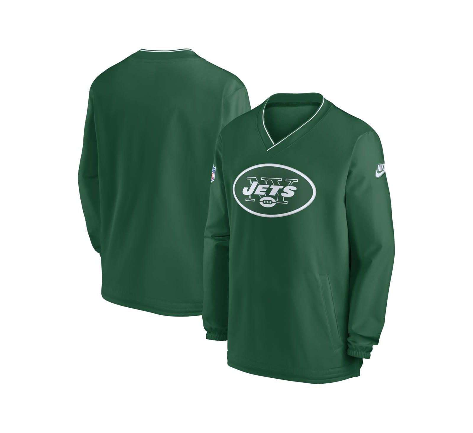 Мужская ветровка Nike New York Jets Throwback Logo Long-Sleeve V-Neck Kelly Green