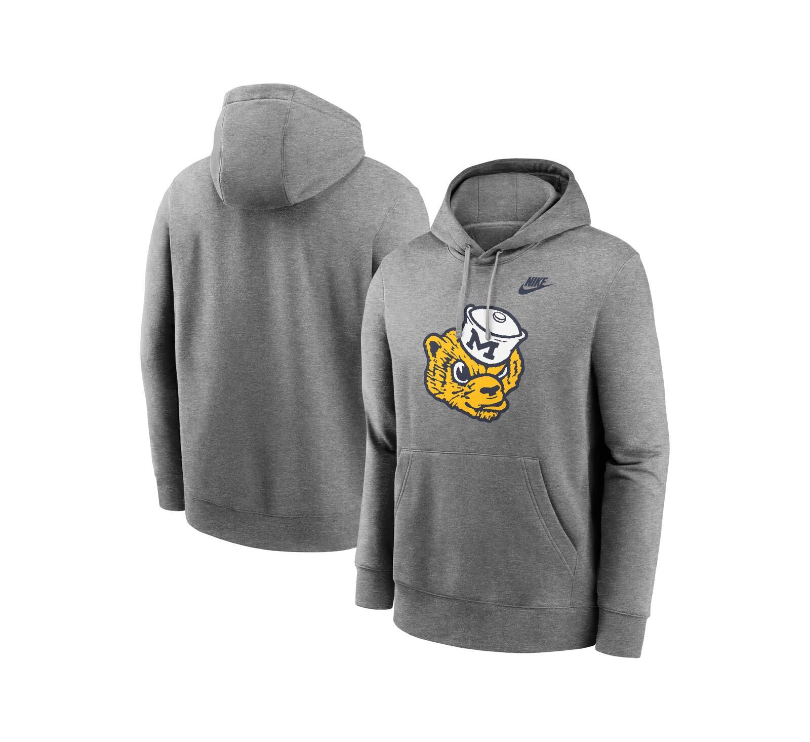 Nike Men's Heather Gray Michigan Wolverines Legacy Logo Club Fleece Pullover Hoodie