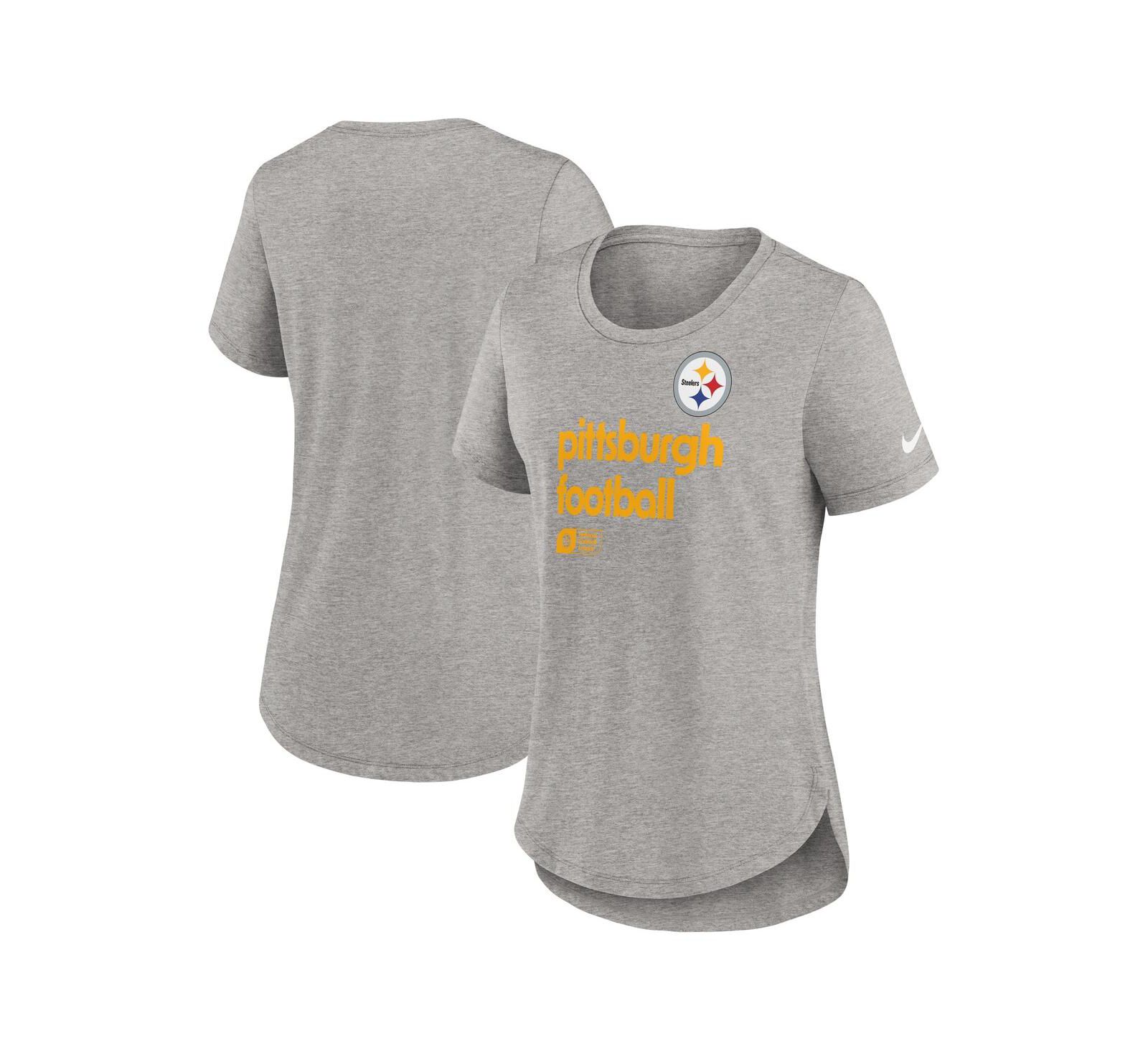Nike Women's Heather Gray Pittsburgh Steelers Fashion Tri-Blend T-Shirt