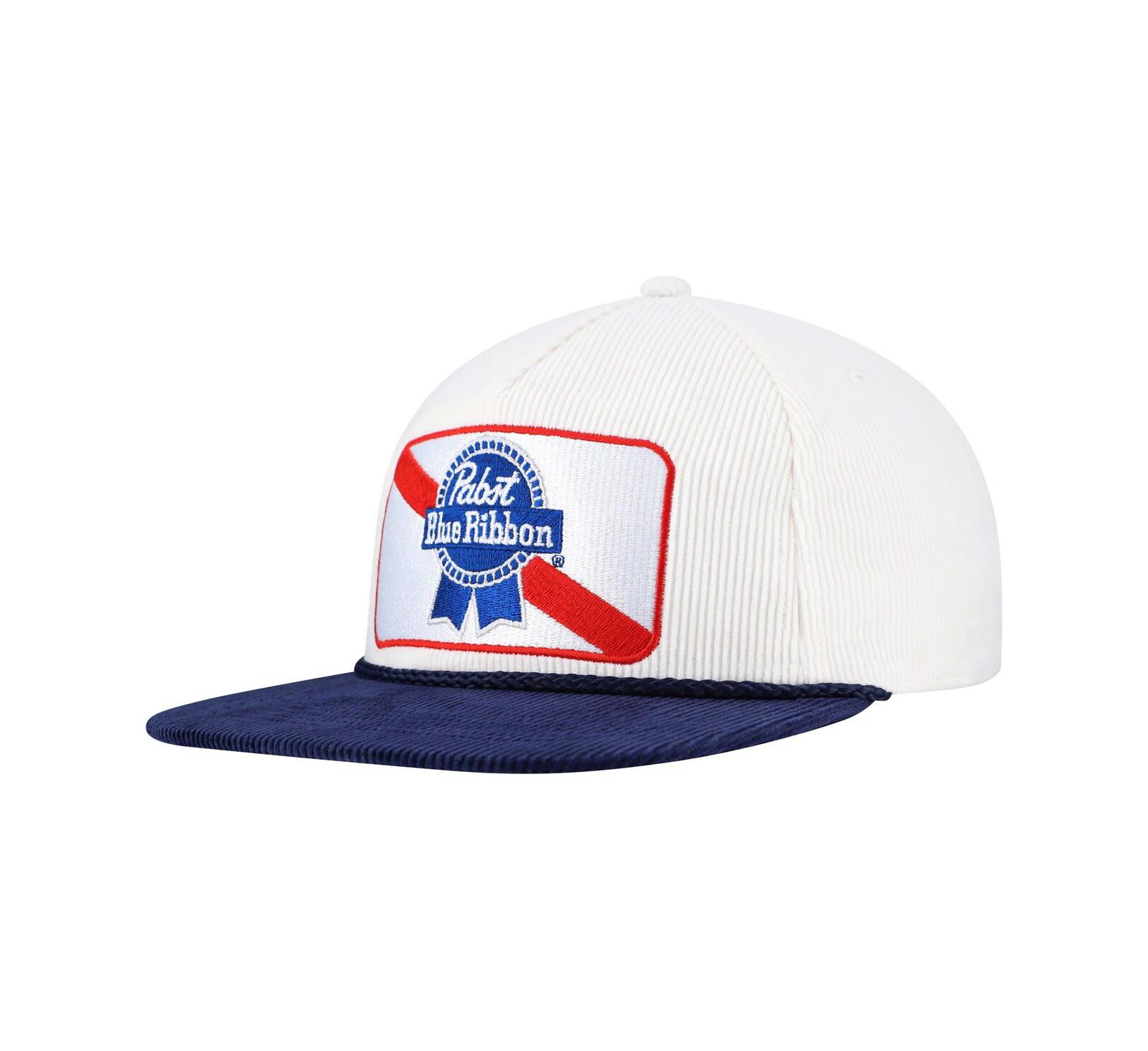 Мужская кепка Lids White/Navy Pabst Blue Ribbon Corduroy Rope Golf Snapback Hat