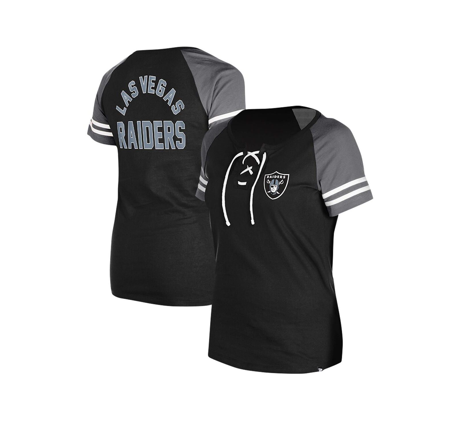 Женская футболка New Era с завязками Raglan Black Las Vegas Raiders