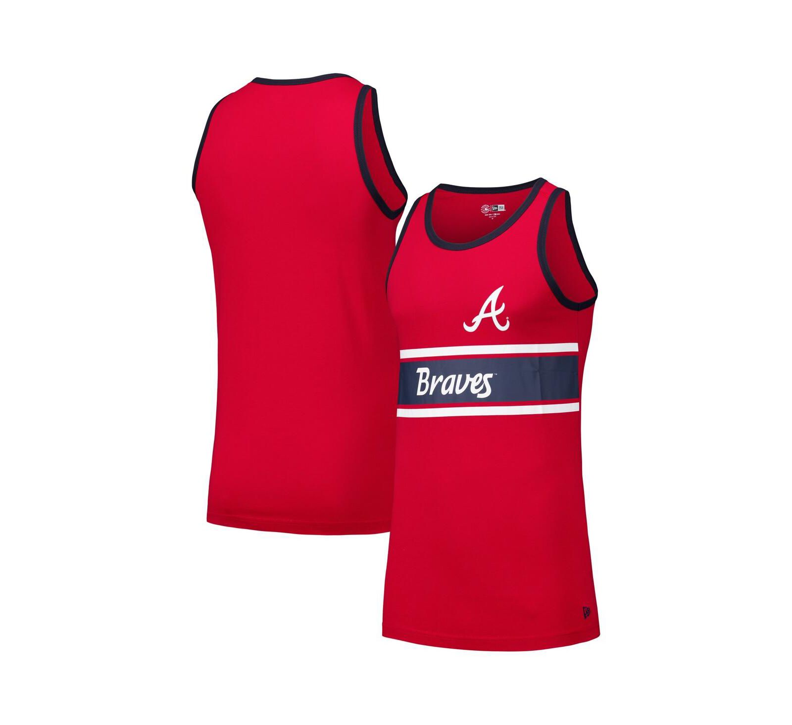 New Era Мужской майка-джерси Ringer Tank Top, красный, Atlanta Braves
